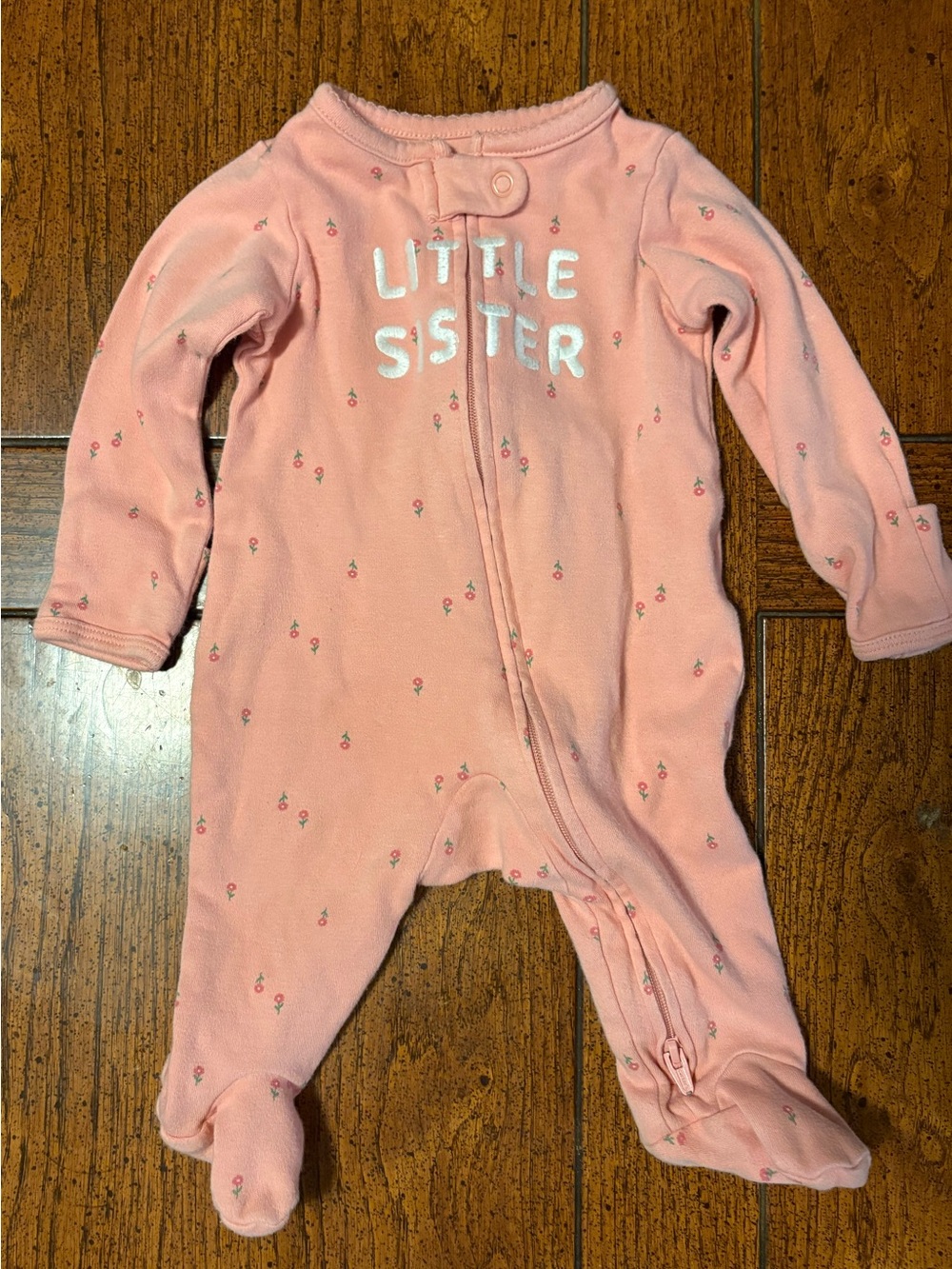 Carter’s Pink 'Little Sister' Footed One-Piece Pajamas, Baby Girl, 3 month